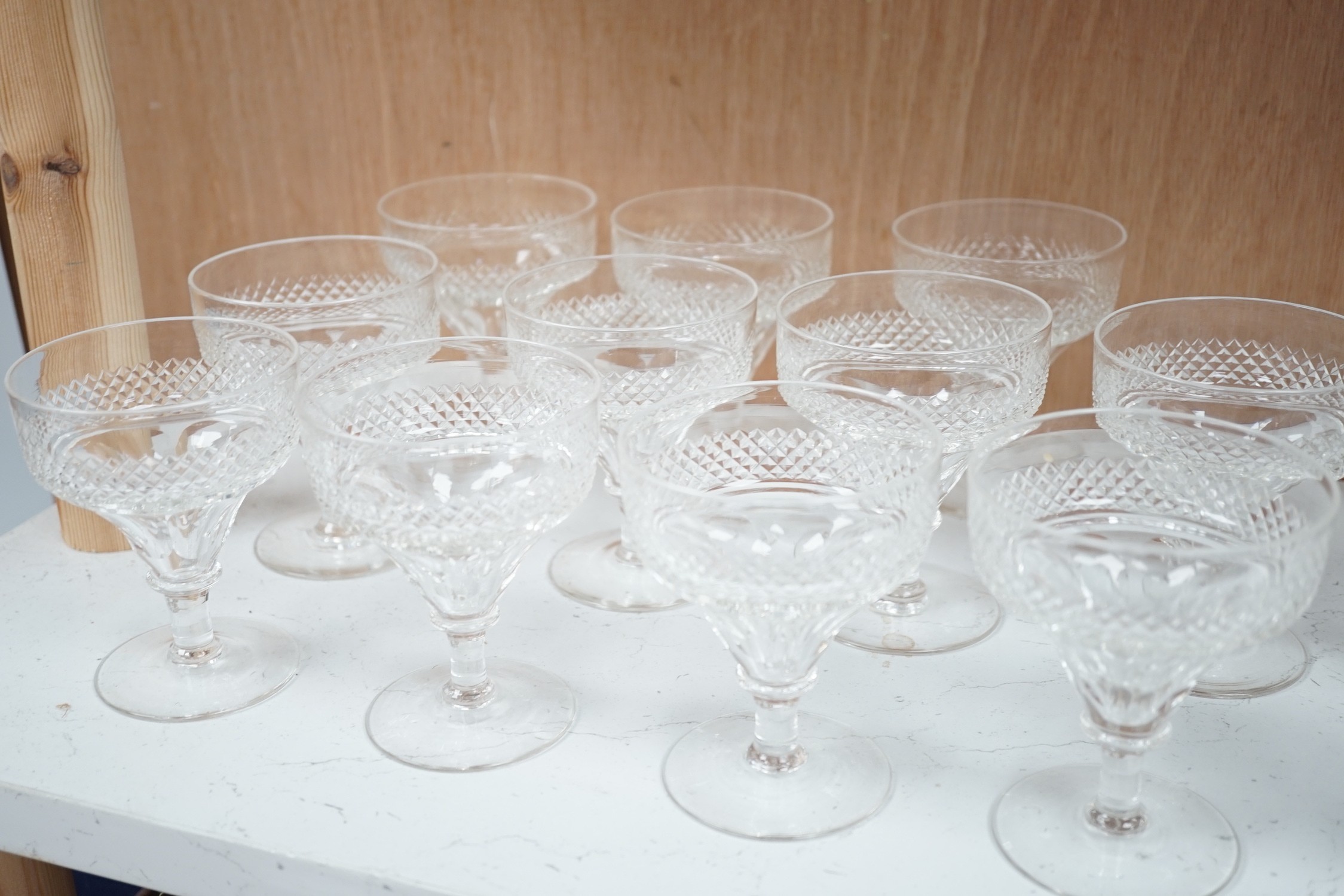 A collection of cut glass wine glasses (22)